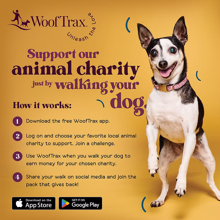 WoofTrax, support our animal charity just by walking your dog